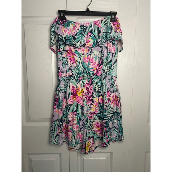 Lilly Pulitzer Pants - Lilly Pulitzer Tropical Strapless Multi Slathouse Soiree Anja Romper Size Large